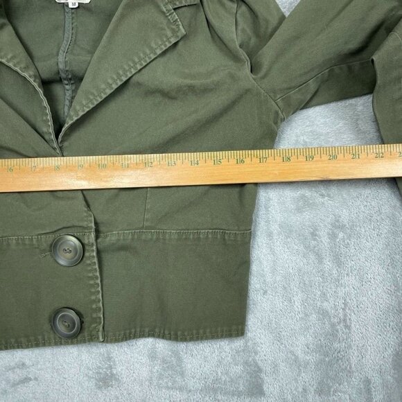 Tulle Anthropologie Womens Green Crop Jacket Medium Button Front Cotton a0772 - Picture 3 of 7